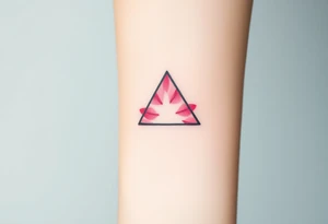 A watercoloured pink triangle, with small lining and upside down. Just the colour pink. No shapes. Just the colour pink and a small black outline tattoo idea