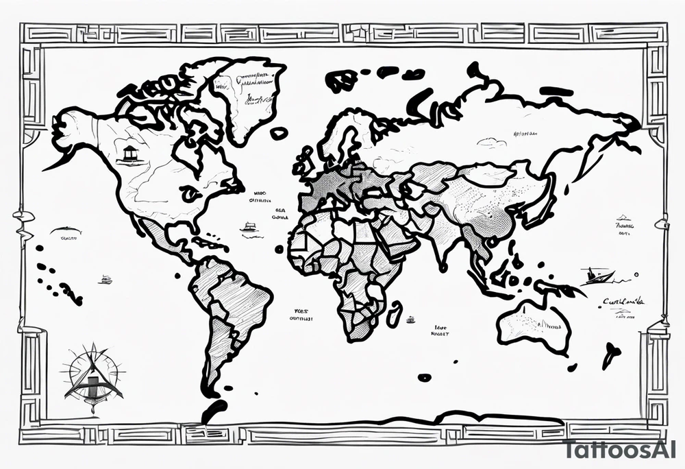 Cartographic Map Treasure tattoo idea