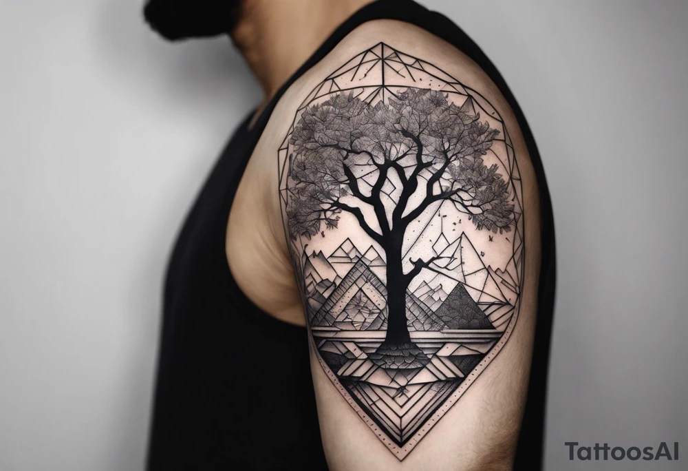 tattoo fine line, contendo árvore da vida, símbolos geométricos, textos em latim sobre força e coragem, DNA,  no ante braço masculino tattoo idea