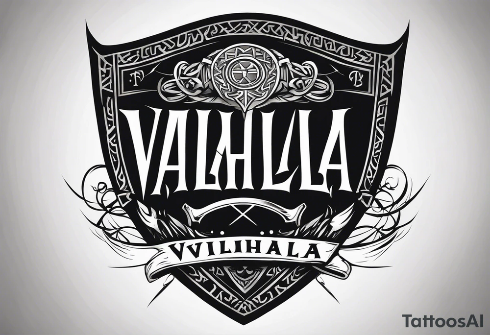 Valhalla viking shield hatchet sword tattoo idea