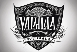 Valhalla viking shield hatchet sword tattoo idea