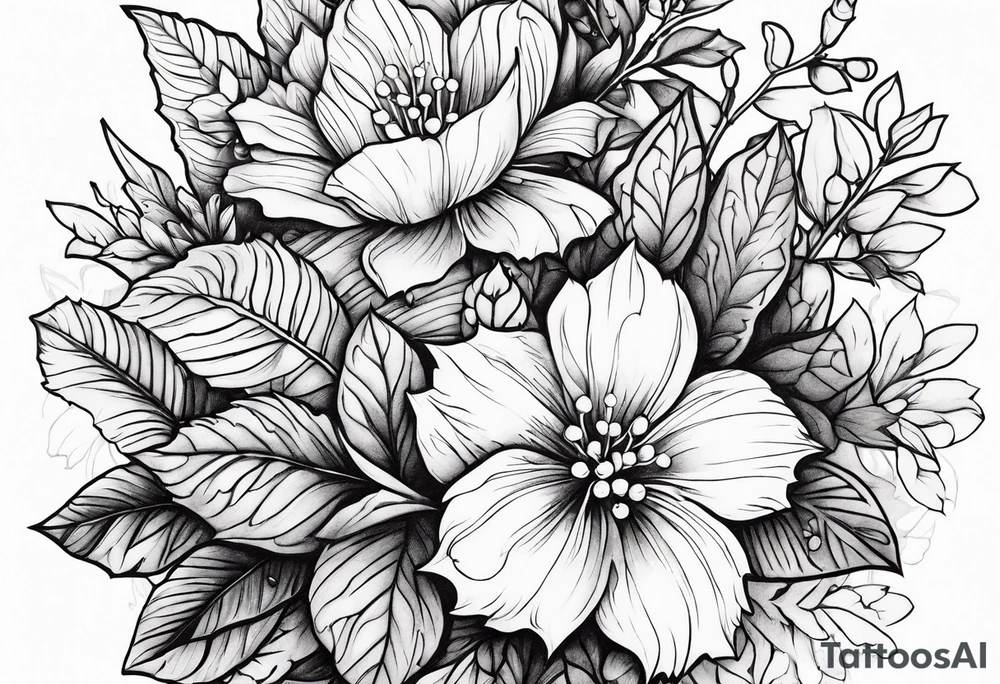 Holly floral bouquet tattoo idea