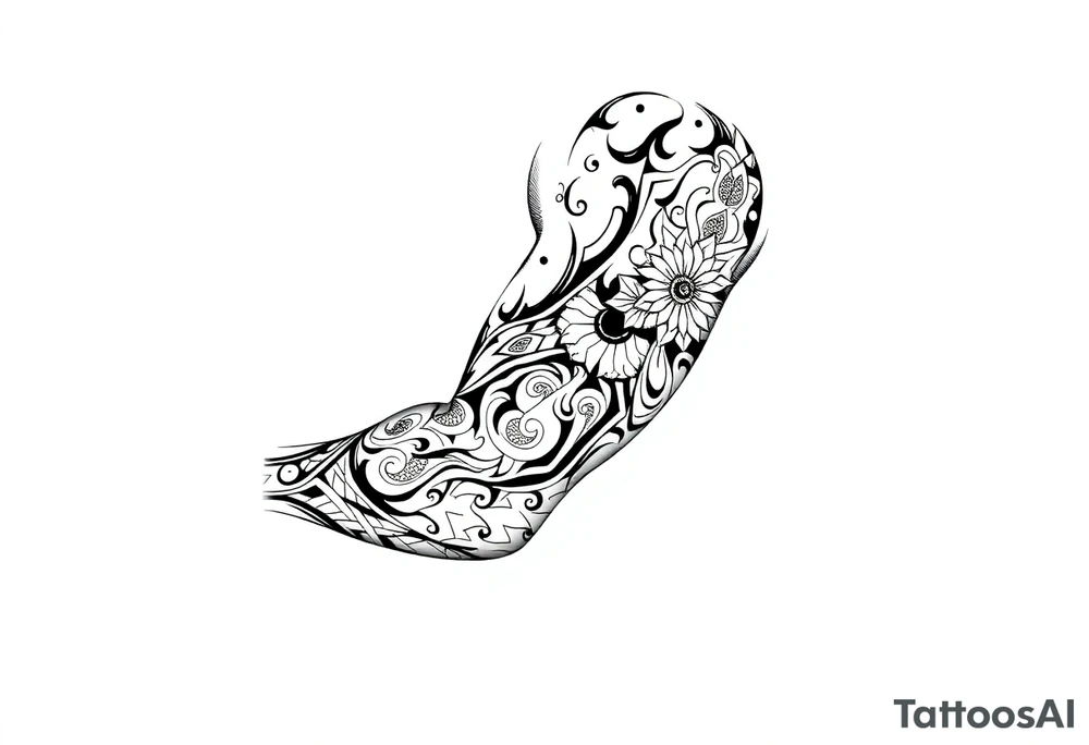 Tribal Sicilian sleeve with patterns
And symbols tattoo idea