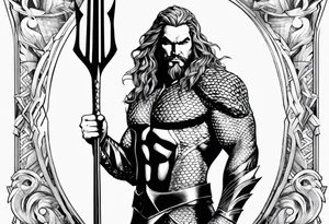 aquaman superhero with trident tattoo idea