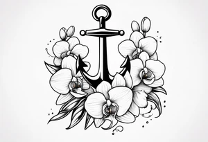 An anchor and orchids tattoo idea