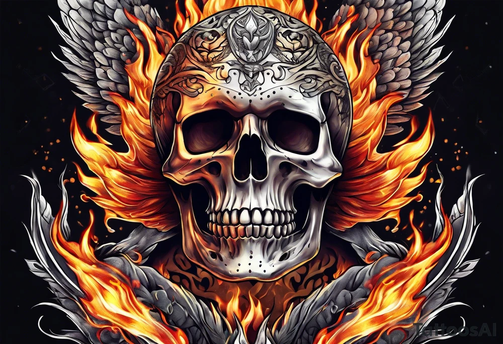 a skeleton on fire tattoo idea