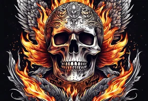 a skeleton on fire tattoo idea
