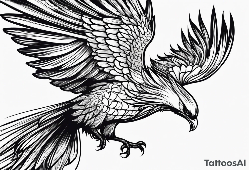 Phoenix bird flying and fading
, tattoo idea