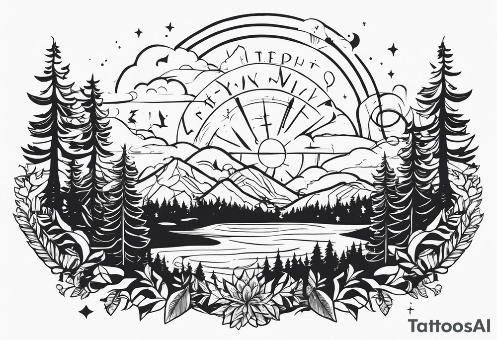 wilderness with sky full of atoms tattoo idea