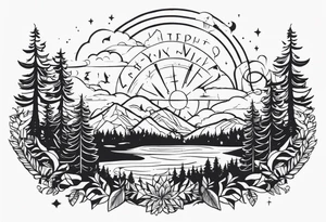 wilderness with sky full of atoms tattoo idea