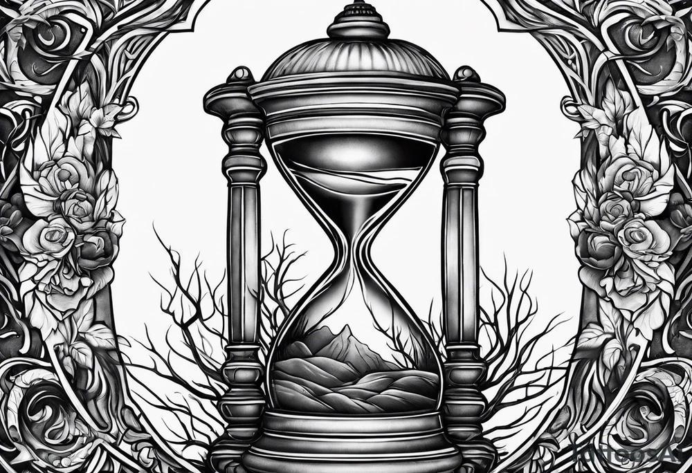 tattoo of roots wrapped around a hour glass tattoo idea