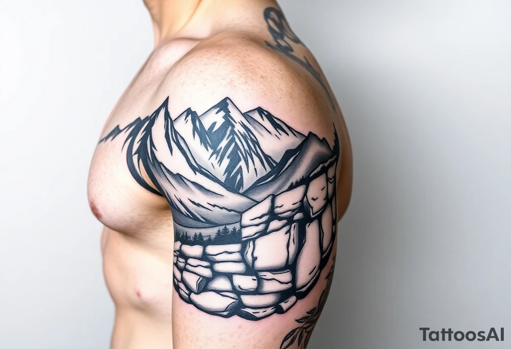 grand Teton mountains,  Vermont mountains, rock retaining wall, Moab arches tattoo idea