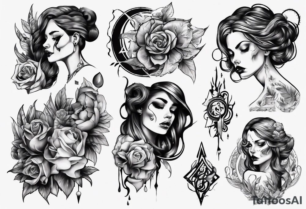 sad woman tattoo idea