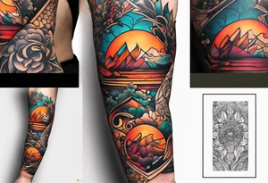 Arm Sleeve Tattoo with fall colors tattoo idea