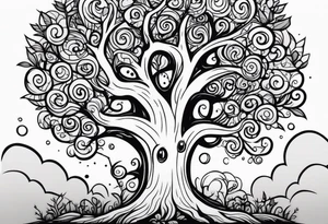 Creepy tree asymmetrical tattoo idea