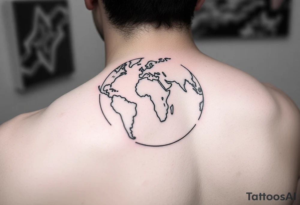shoulder tattoo a globe with Lilly’s world and 16.05.23 tattoo idea