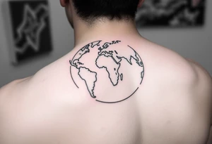 shoulder tattoo a globe with Lilly’s world and 16.05.23 tattoo idea