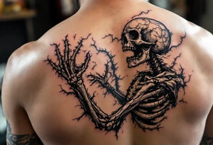 Hell skeleton trying to reach up tattoo idea