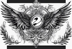 Wings with number 22 and + tattoo idea