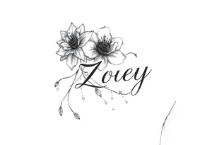 I want it on my wrist. I want a beautiful flower on the inside of my wrist with tendrils down the inside of my arm with little delicate stars or motes and the name Zoey tattoo idea