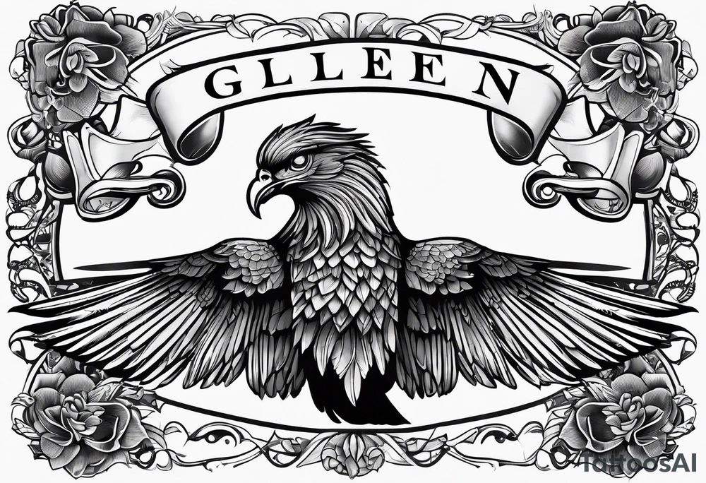 Wings with the word Glenn in between tattoo idea Wings with the word Glenn in between tattoo idea