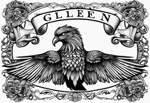 Wings with the word Glenn in between tattoo idea
