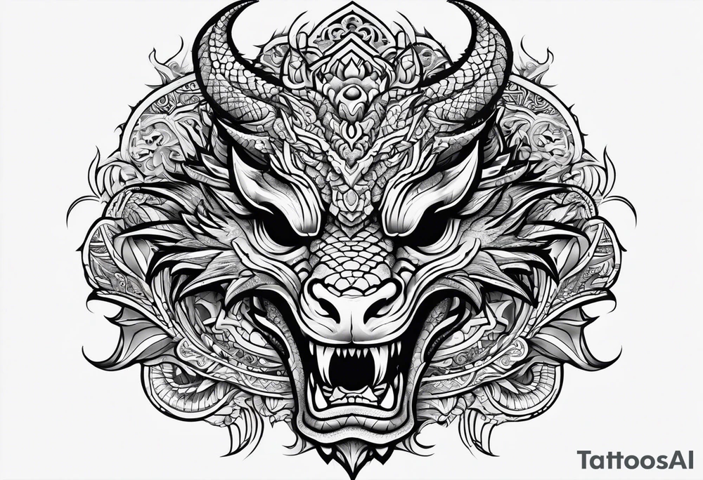 Dragon from mexican skull full body tattoo idea