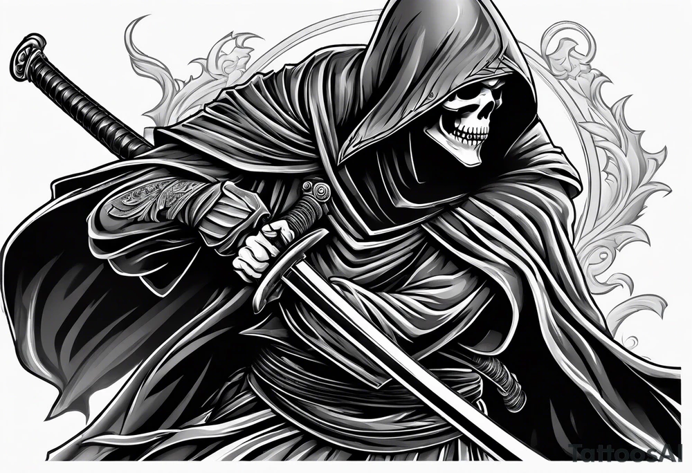grim reaper with katana tattoo idea