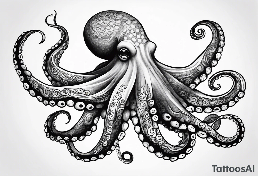 Octopus peaceful waves tattoo idea