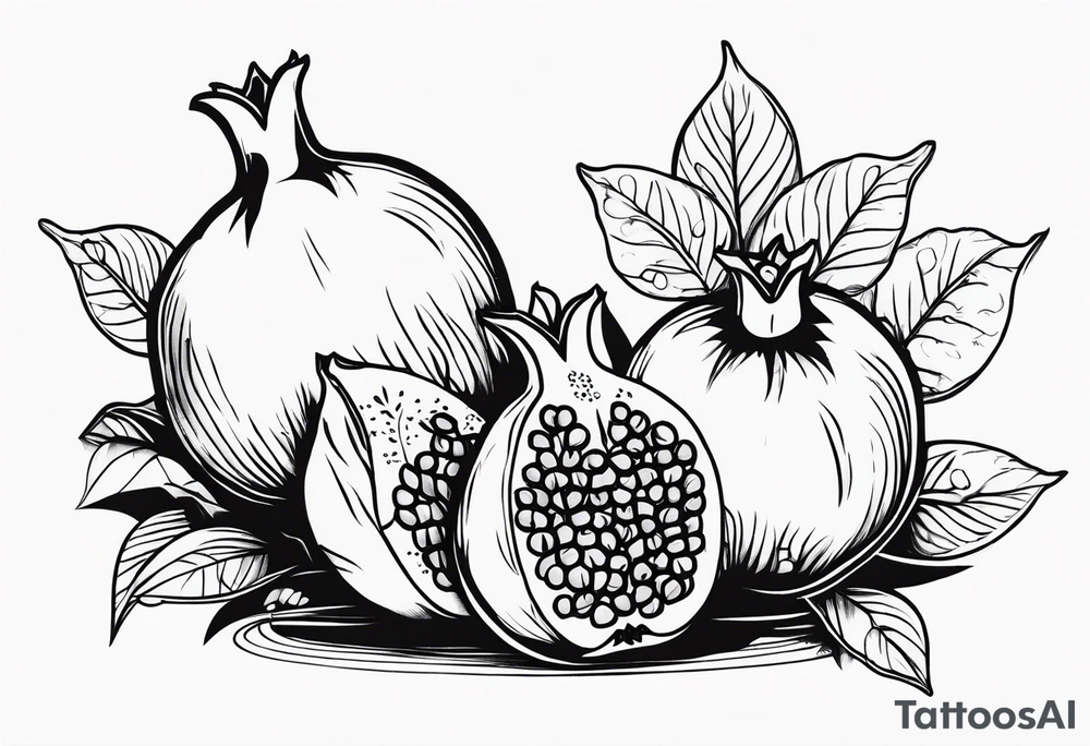 2 pomegranates with flowers tattoo idea