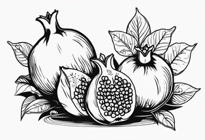 2 pomegranates with flowers tattoo idea