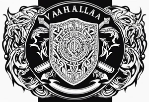 Valhalla sword  fire chains shield family tattoo idea