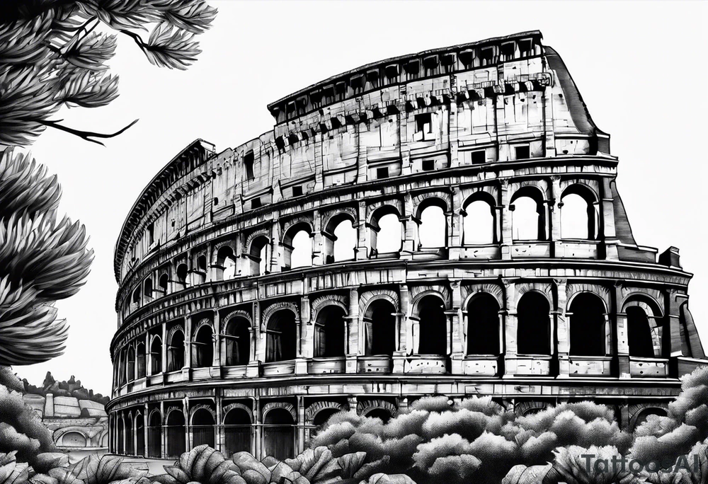 Rome colosseum small simple tattoo idea
