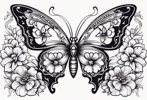 butterfly 
with flowers around it vintage old school traditional tattoo idea