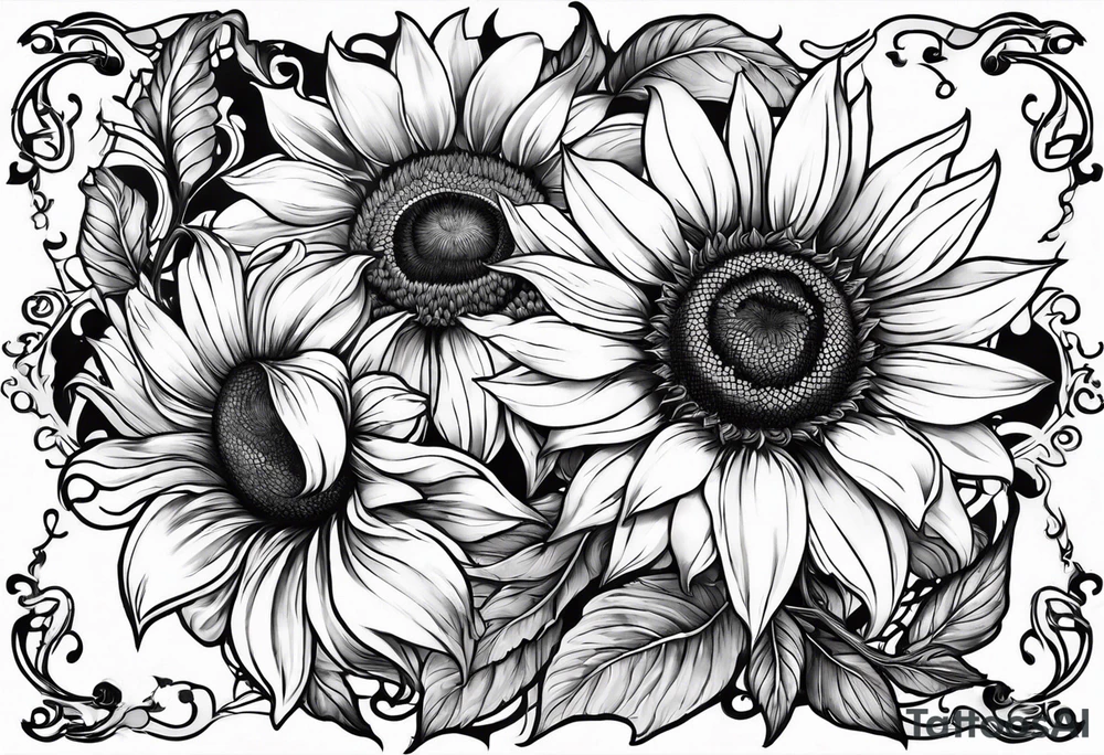Flower fire an a sunflower tattoo idea