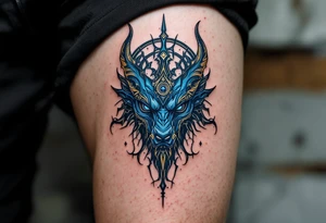 A midnight blue Seth animal head, shrouded in mystery and chaos. tattoo idea