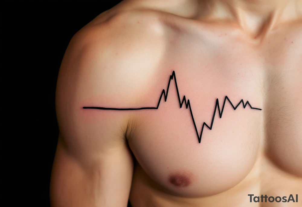 A bold black EKG line running through the ribcage with a bright yellow sun rising from its peak. tattoo idea