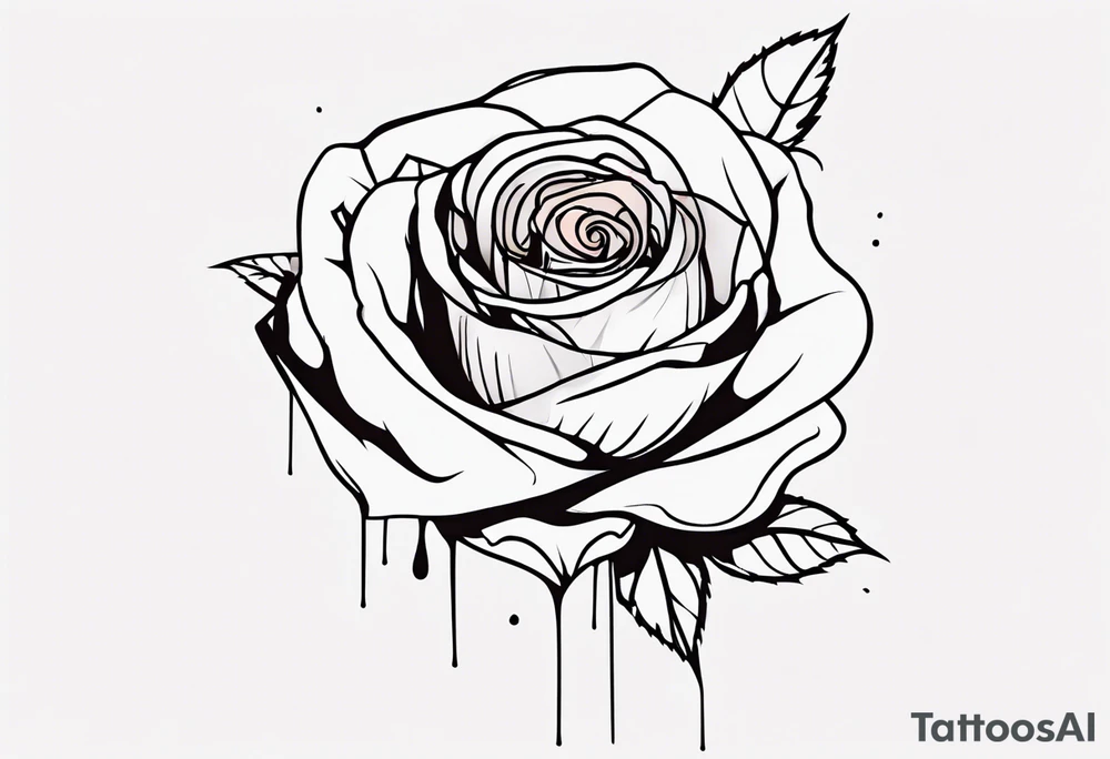 rose flower, one line, more blood dripping from the flower, tall tattoo idea