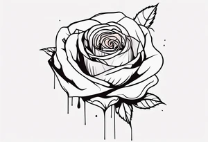 rose flower, one line, more blood dripping from the flower, tall tattoo idea