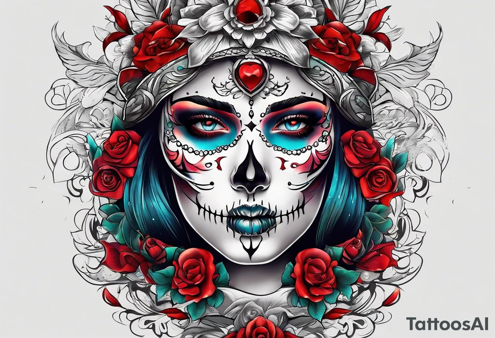 Woman skull showing through skin tattoo idea