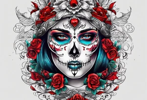 Woman skull showing through skin tattoo idea