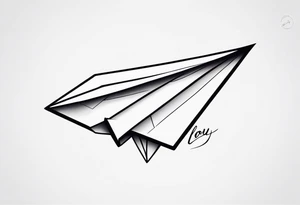 Paper plane with the words I love you behind it tattoo idea
