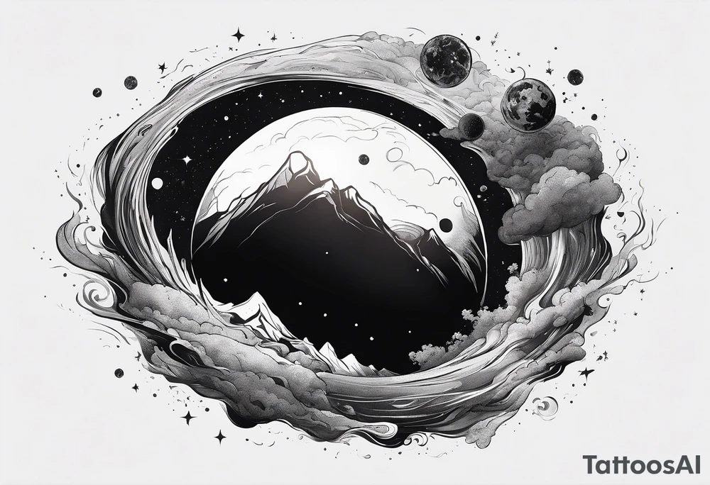 Large black hole swallowing earth. as Earth is swallowed space and time is stretched and deformed tattoo idea