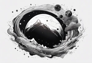 Large black hole swallowing earth. as Earth is swallowed space and time is stretched and deformed tattoo idea