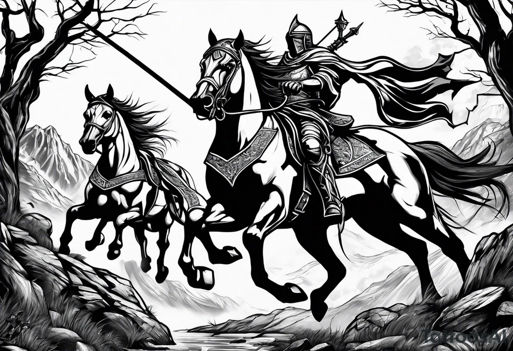 Warrior scene during midevil times tattoo idea