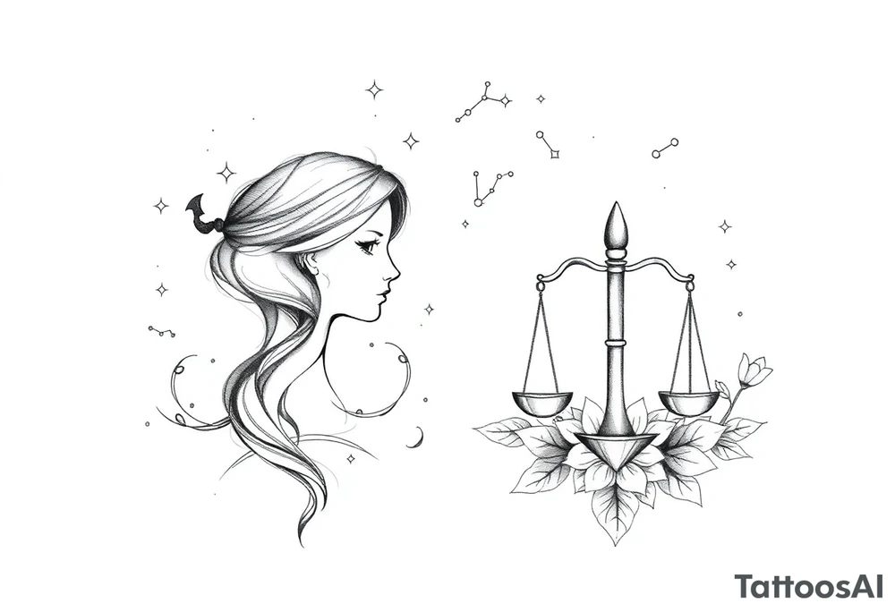 A tattoo representing my daughters one names Stella Sagittarius  a star a light a hope a guidance and the other Thalia libra a joy abundance and blooming .  Add also their constellation in the background tattoo idea