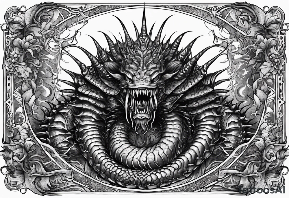 medieval  demonic centipede 
 with a fine point and sketch style tattoo idea