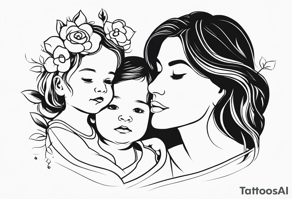 Mom with son and daughter tattoo idea