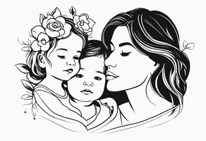 Mom with son and daughter tattoo idea
