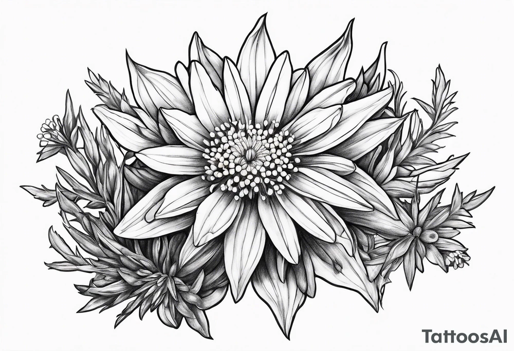 Edelweiss flower on a mountain tattoo idea
